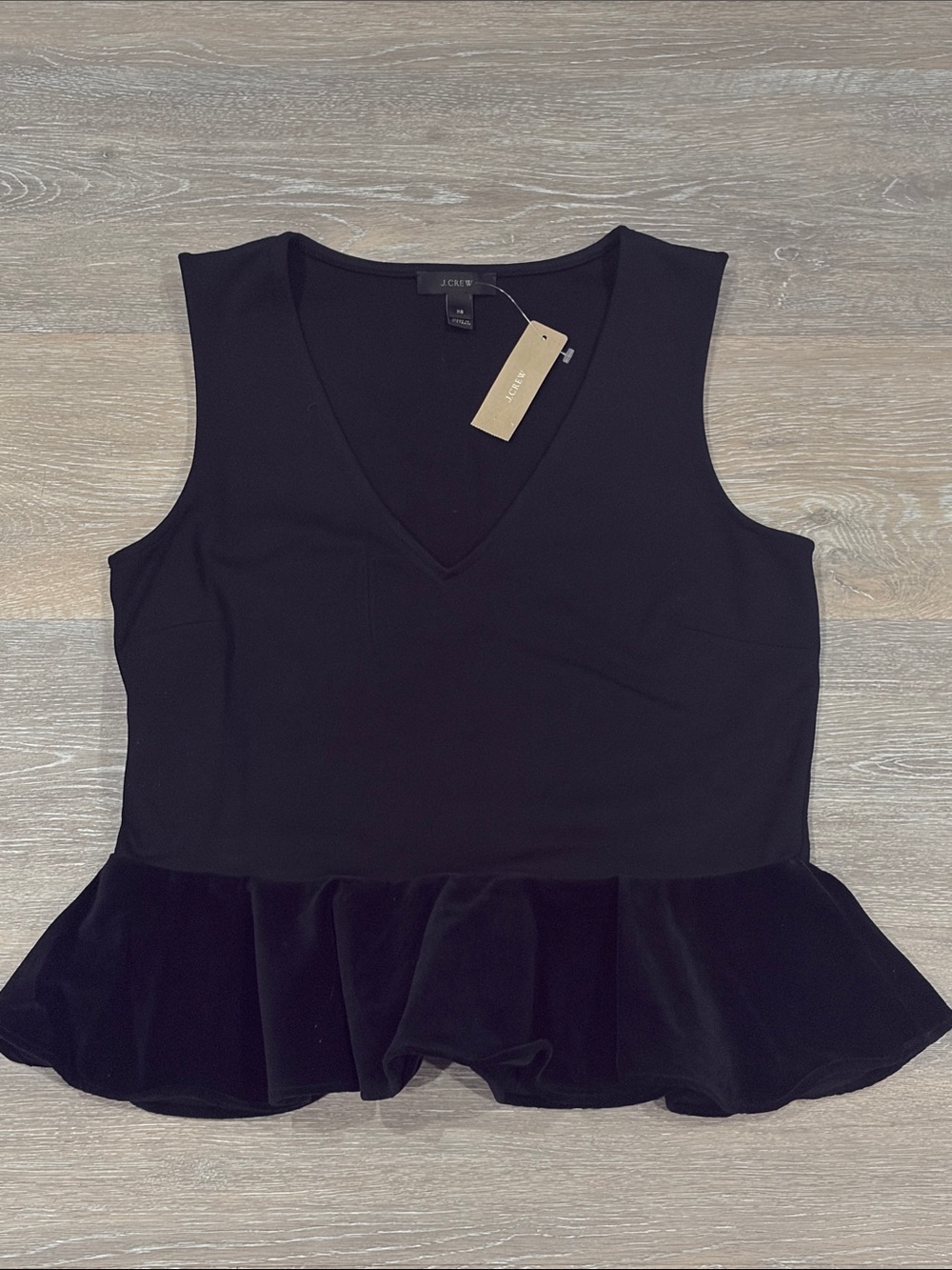 J. Crew Black V-Neck Peplum Tank